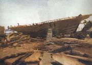 Winslow Homer Shipbuilding at Gloucester (mk44) oil on canvas